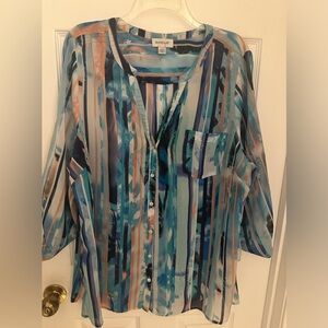 Avenue Pastel Sheer Blouse, Size 18/20